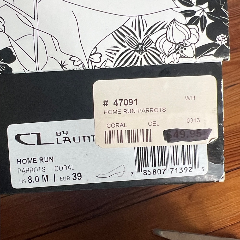 CL by Laundry Home Run Parrots Coral Patterned Peep-Toe Heels - NIB - Size 8 - Picture 9 of 11